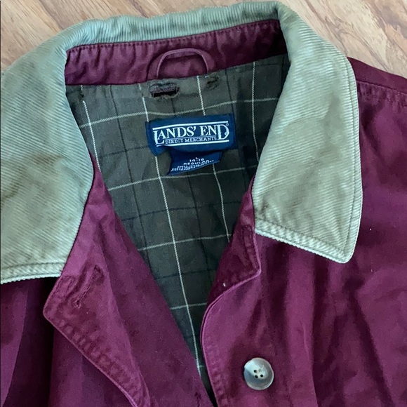 Lands End Burgundy Lined Insulated Barn Coat - Picture 2 of 3
